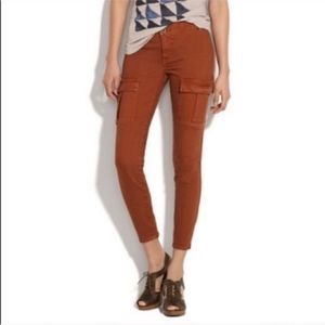 Madewell size 27 cadet crop rust orange colored jeans.  Excellent condition